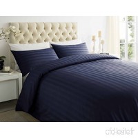 textile Online T250 de qualité hôtelière Satin rayé Parure de lit housse de couette avec Taie d'oreiller de couleur bleu marine  King - B0189F6N4O